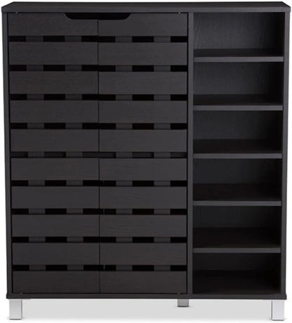 Shoe Cabinet with Open Shelves, Dark Brown