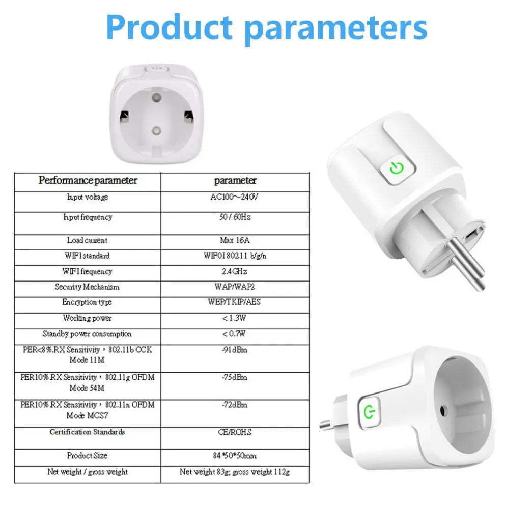 Tuya Smart Wifi Plug 20A Remote Control