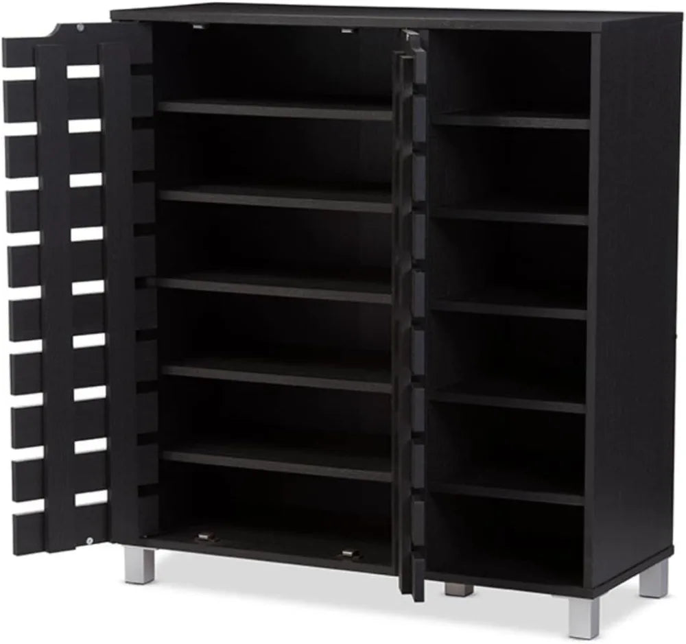 Shoe Cabinet with Open Shelves, Dark Brown