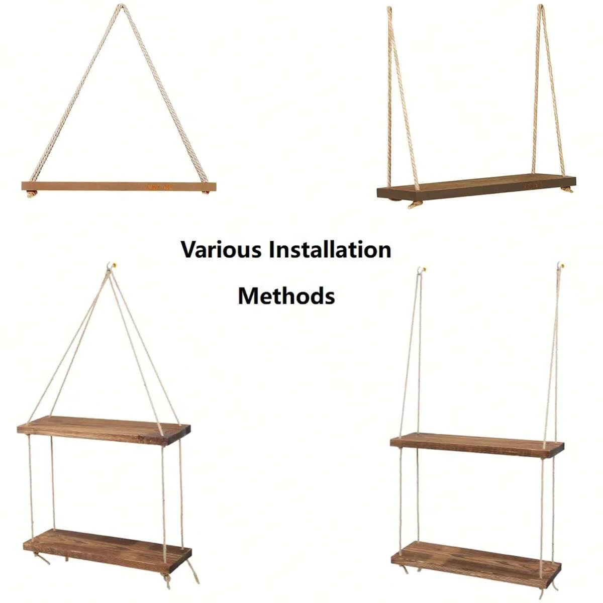 1PC Wooden Swing Hanging Hemp