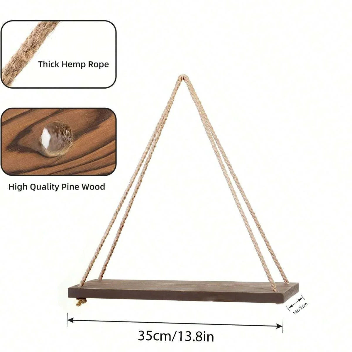 1PC Wooden Swing Hanging Hemp